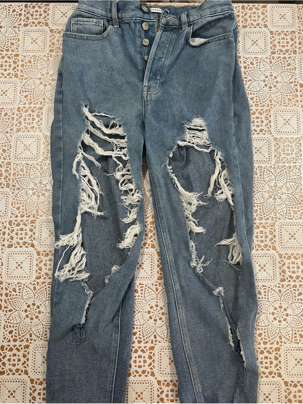 PacSun Ultra High Rise Slim Distressed Jeans Button Fly Size 26